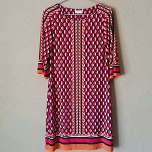 Calvin Klein 3/4 Sleeve Geometric Dress Sz 10